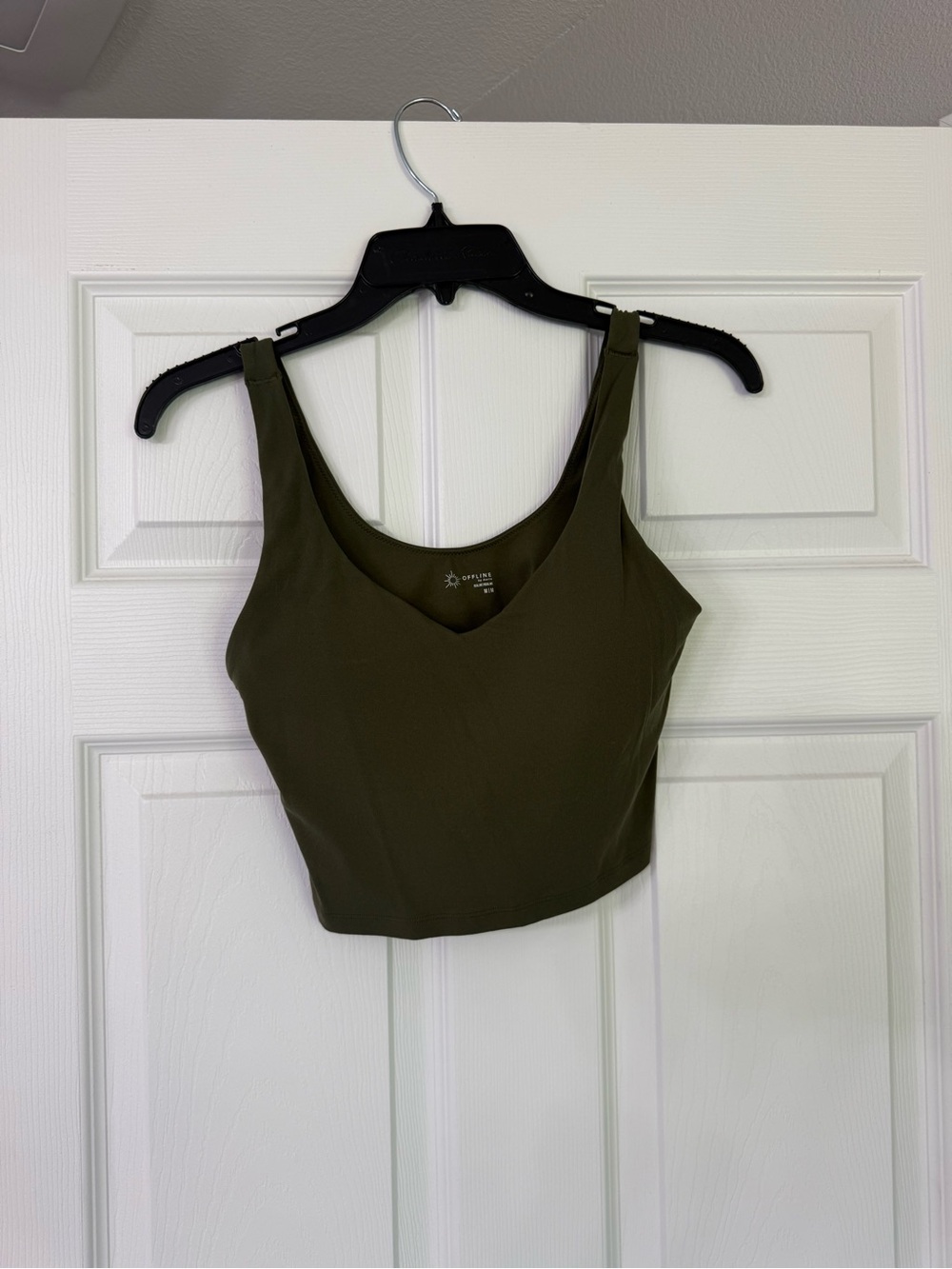 aerie Olive Cropped V-Neck Tank Top